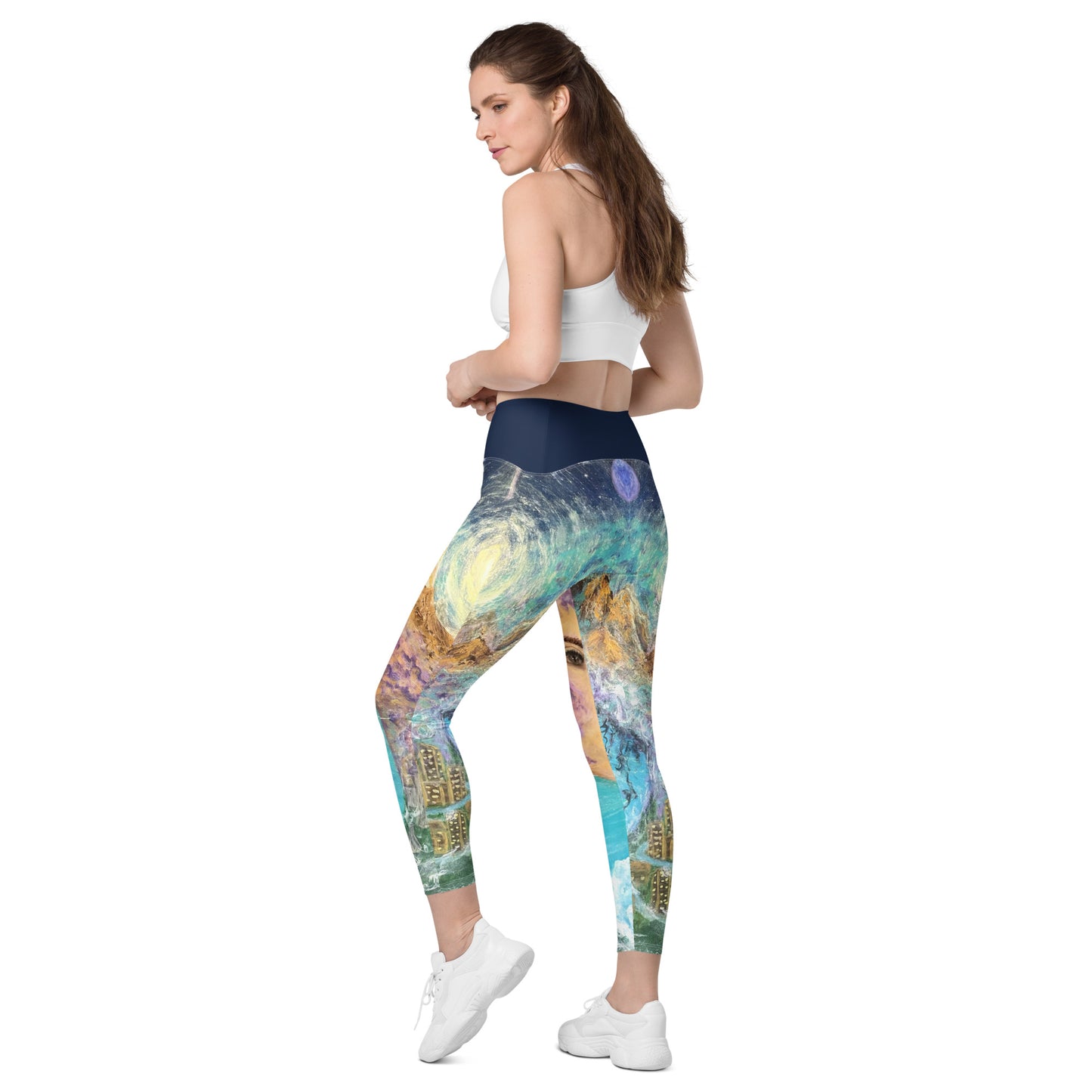 Crossover leggings with pockets