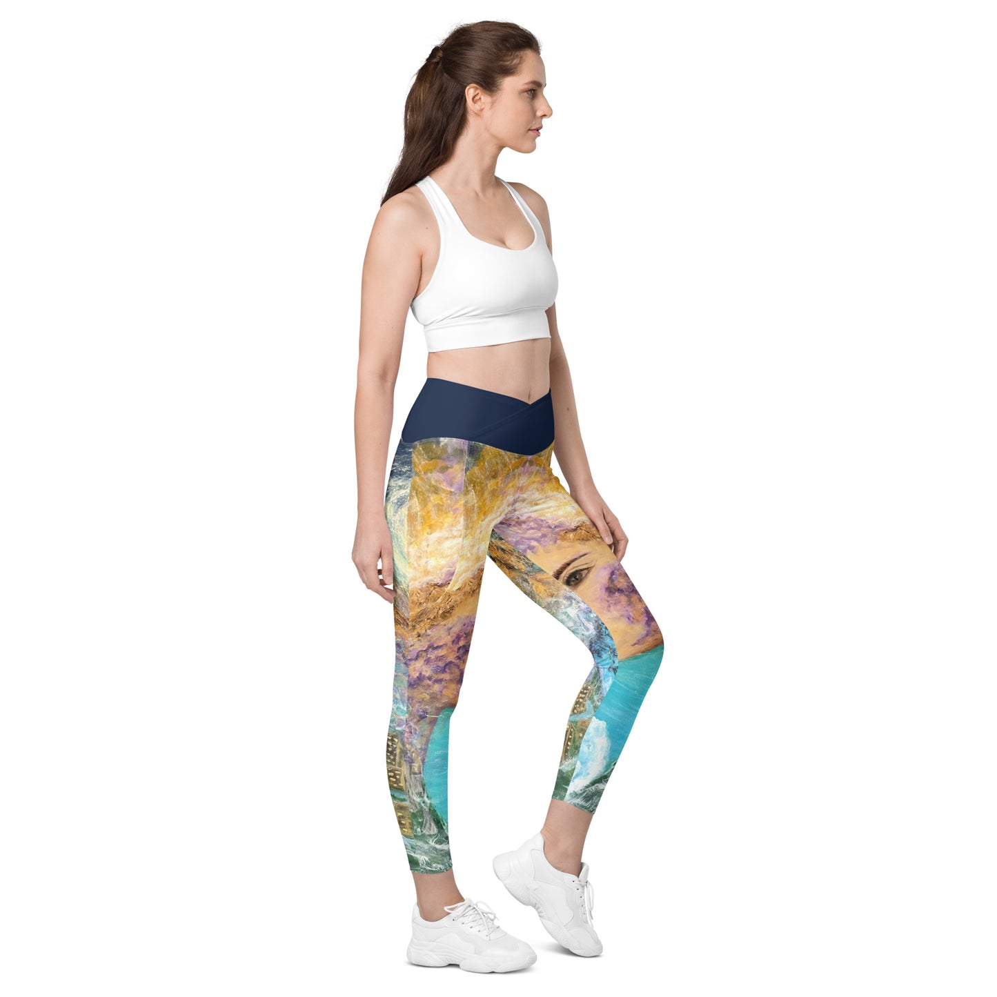 Crossover leggings with pockets