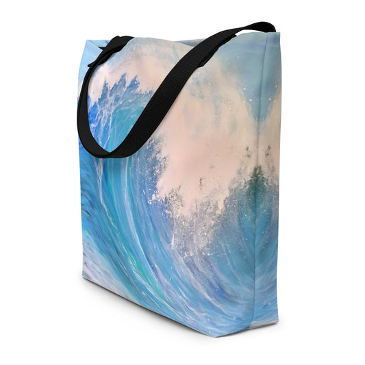 Wave Print Large Tote Bag